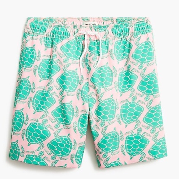 J Crew Crewcuts Pink and Green Turtle Swim Trunks, Size: 2T - Picture 1 of 4